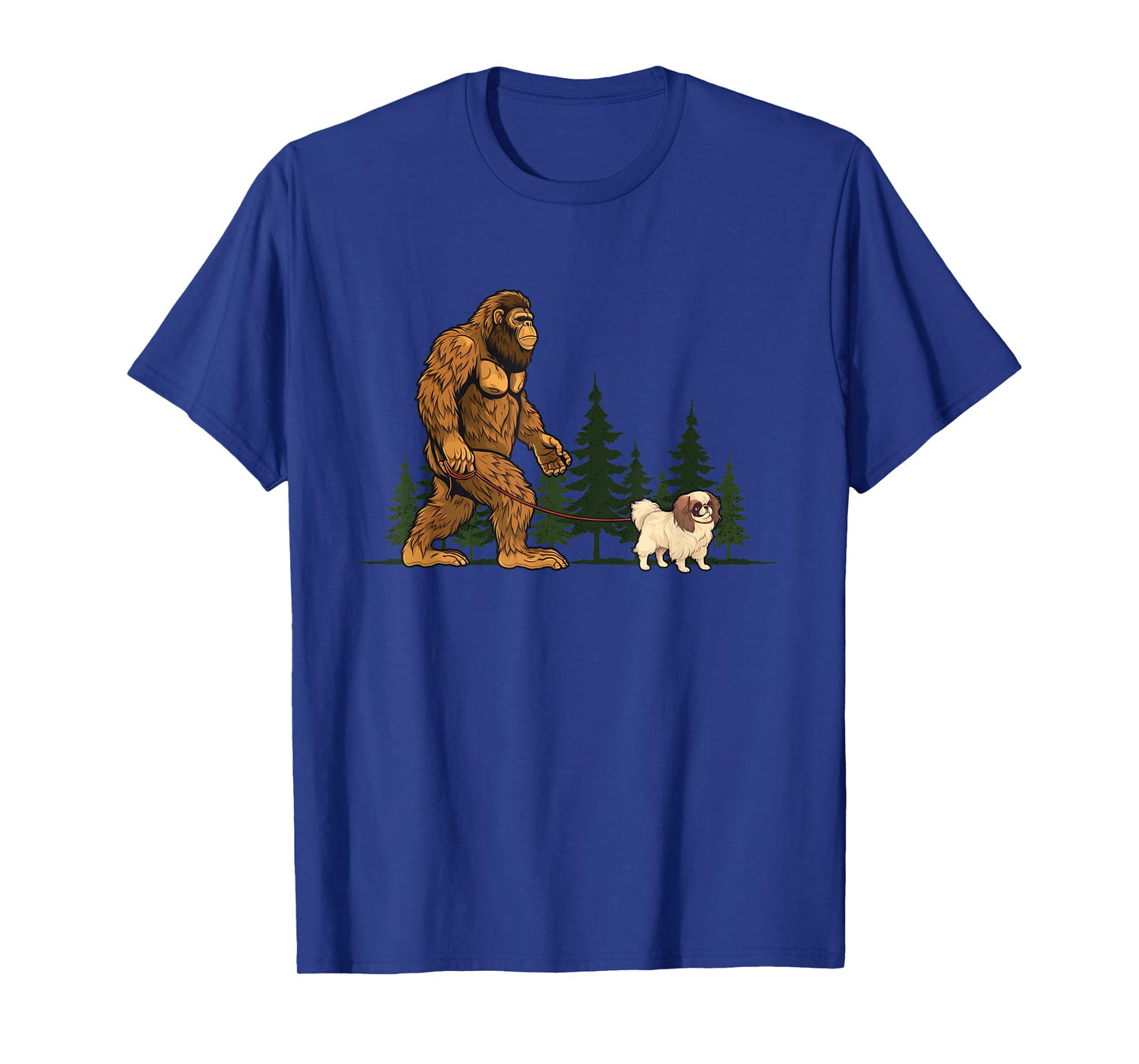 Funny Japanese Chin Bigfoot Dog Walking Dog Mom Dad Kids T-Shirt