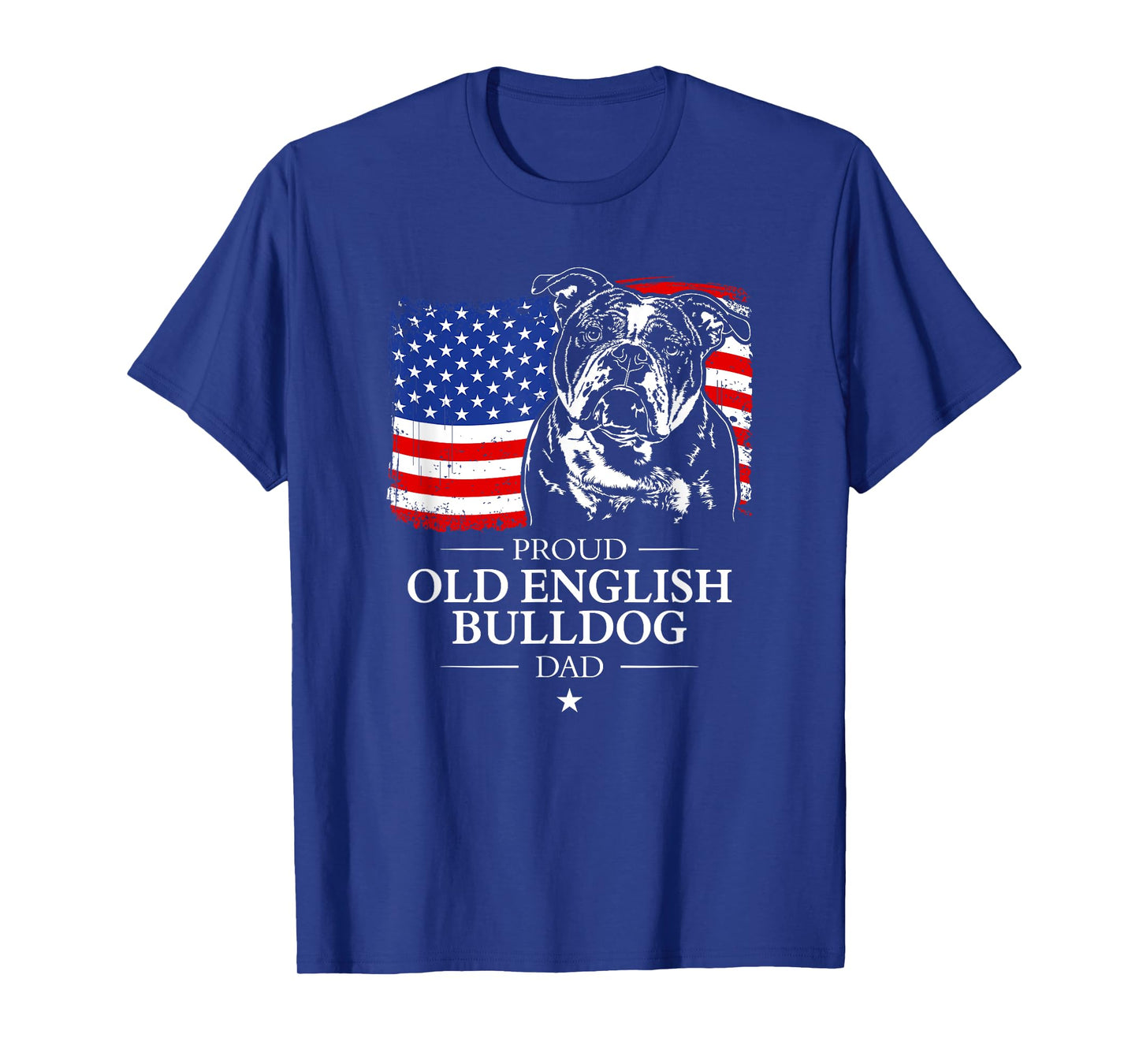 Proud Old English Bulldog Dad American Flag patriotic dog T-Shirt