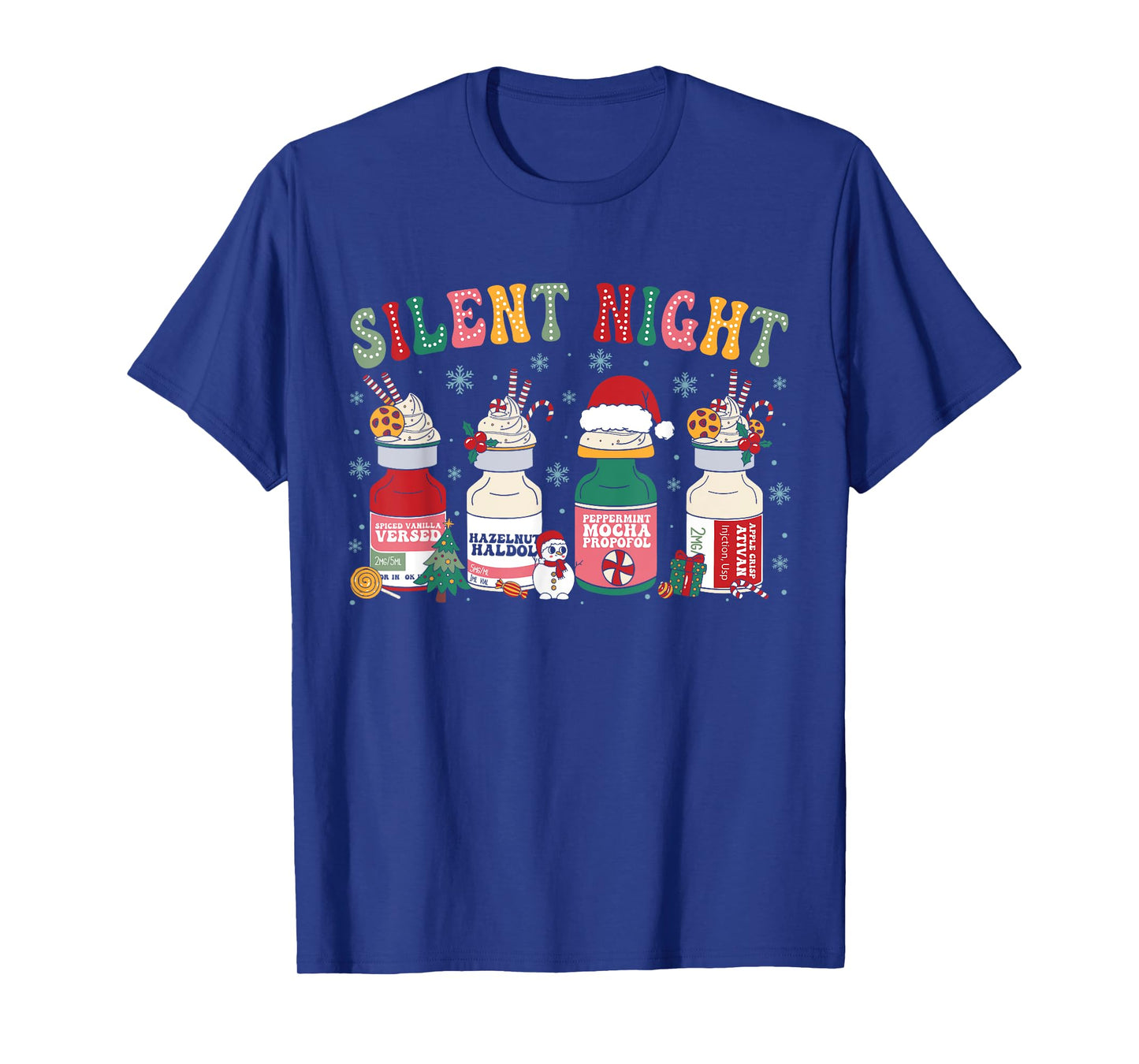 Retro Silent Night Xmas Nurse Christmas Doctor Er Nurse T-Shirt