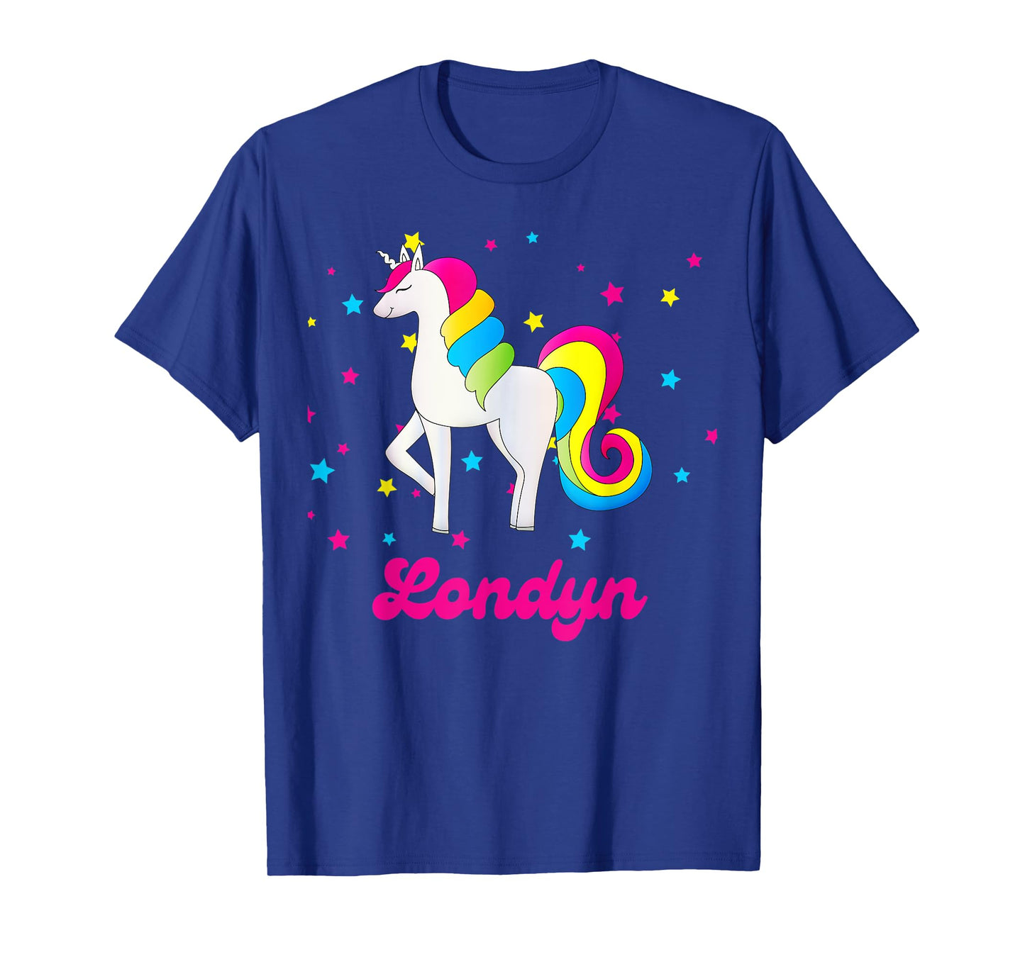 Cute Rainbow Unicorn Pink and Blue Personalized Londyn T-Shirt