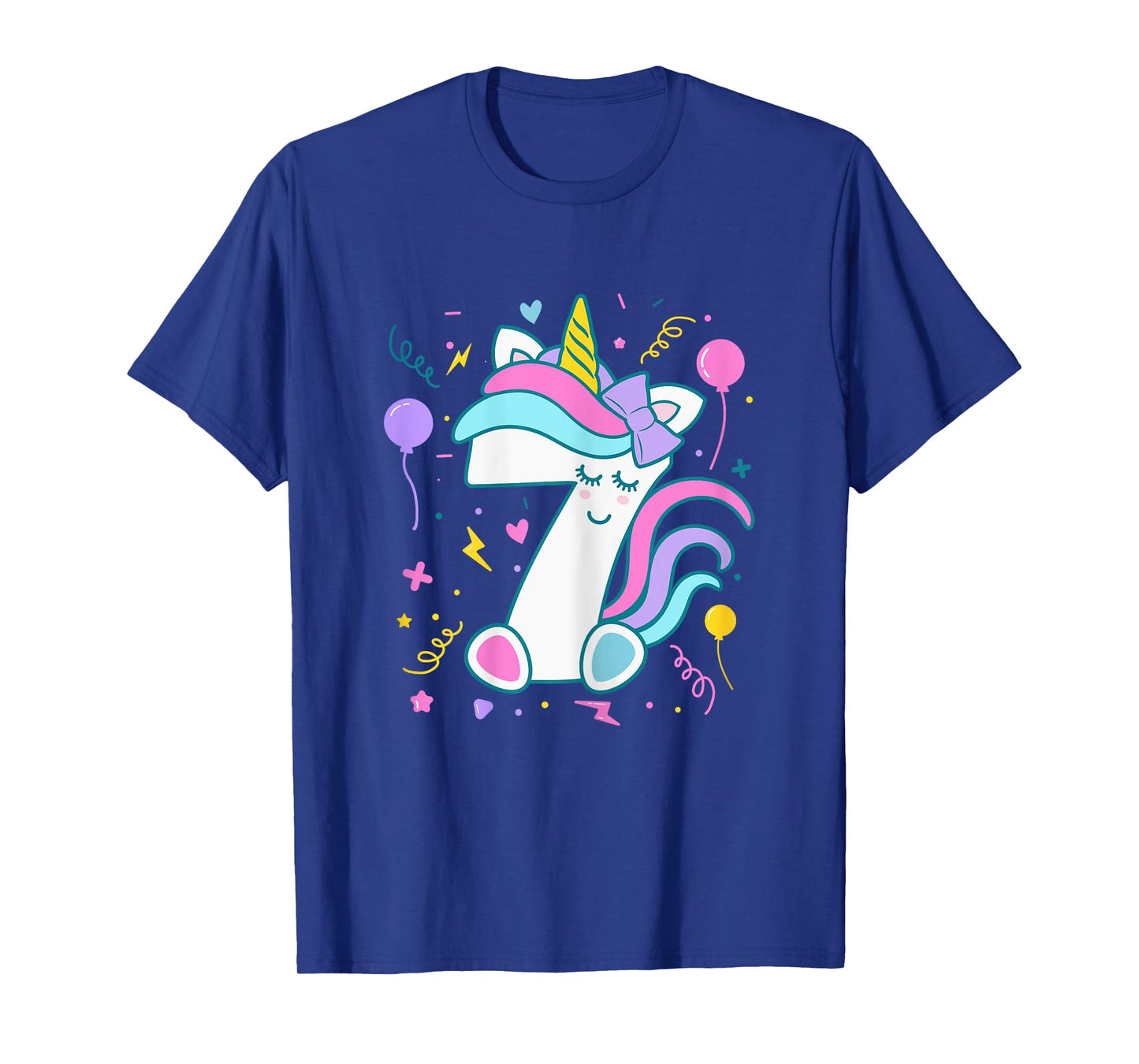 Unicorn 7th Birthday Number 7 Year Old Girl Birthday T-Shirt