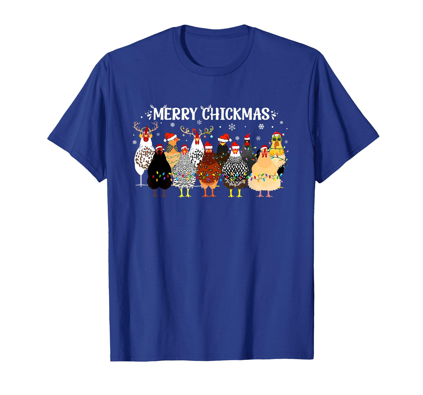 Merry Chickmas Chicken Farmer Santa Hat Xmas Light Women Men T-Shirt