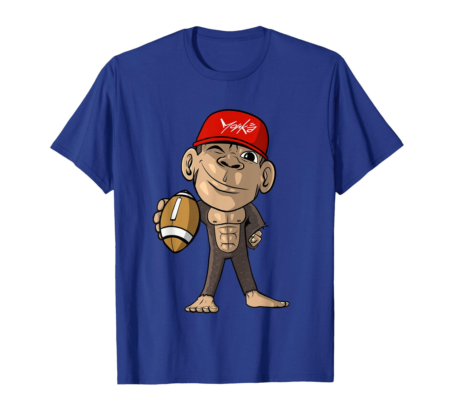 Cute Monkey with Football - American Football T-Shirt