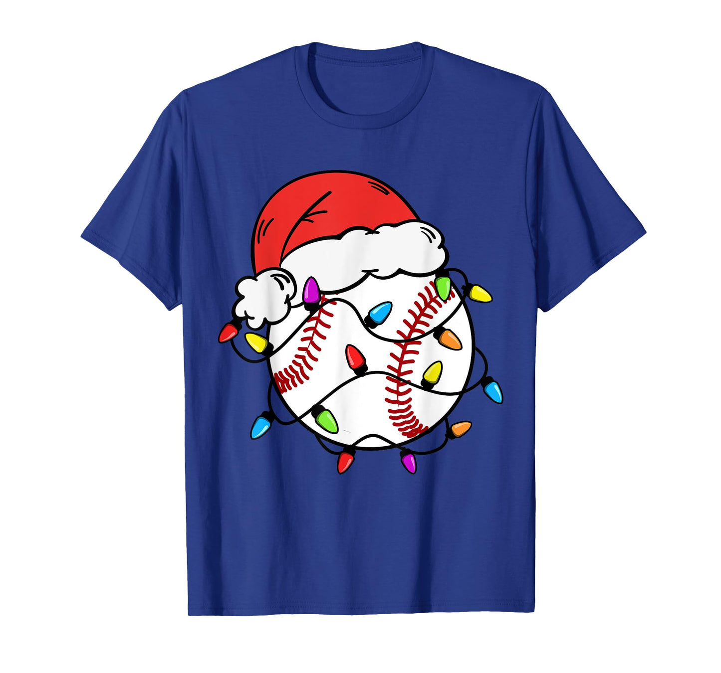 Baseball Santa Claus Hat Christmas Light Baseball Boys Kids T-Shirt