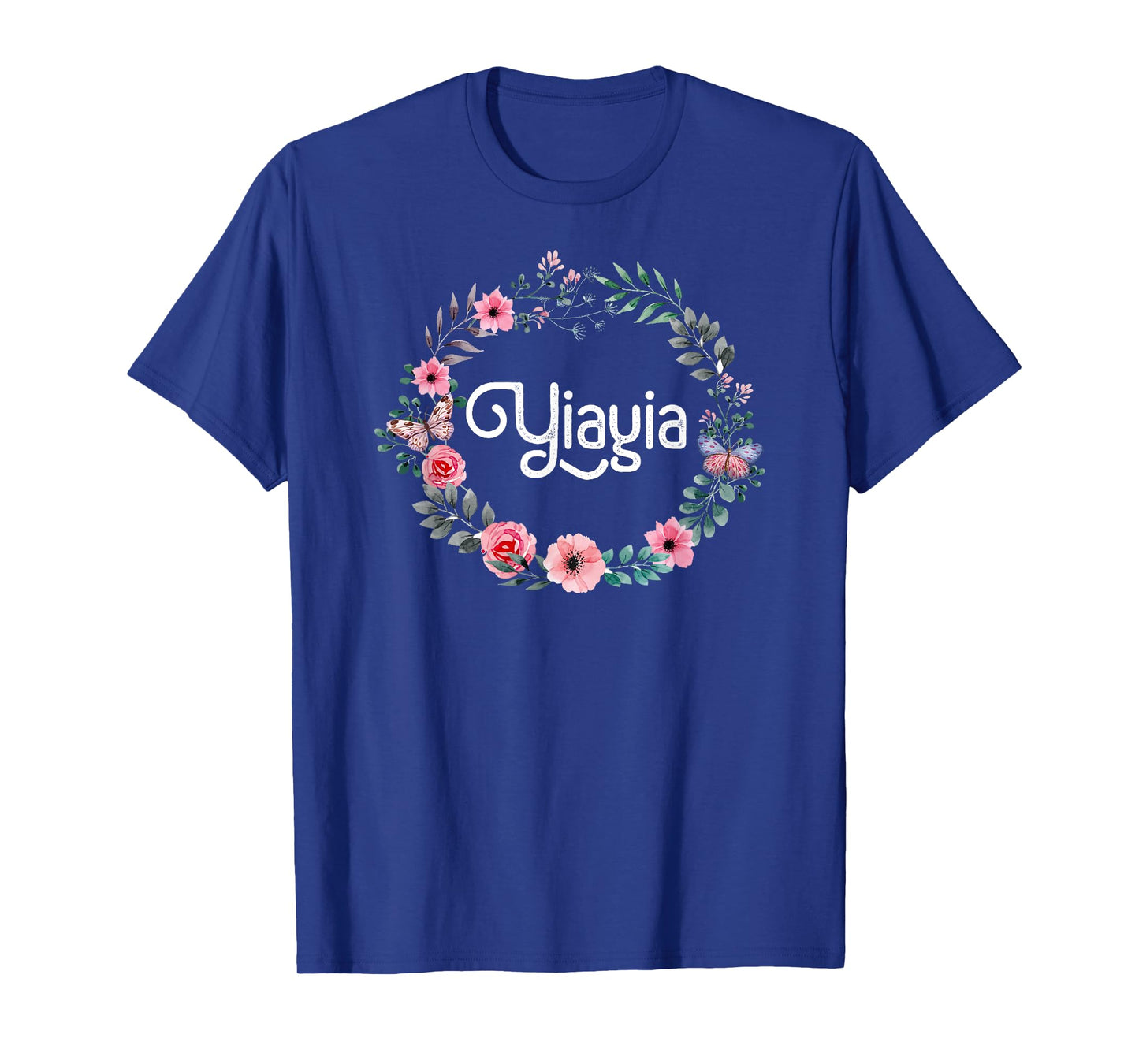 Mother's Day Gift For Greek Grandma Men Women Floral Yiayia T-Shirt