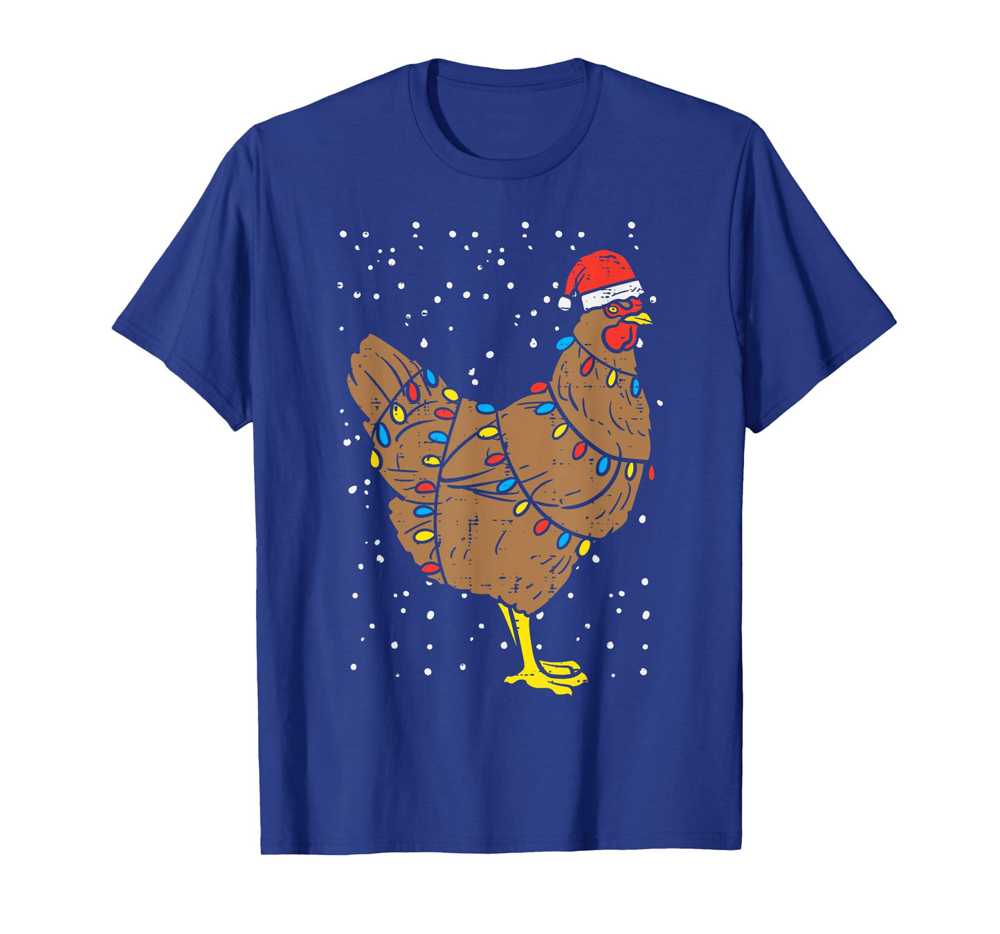Chicken Santa Hat Christmas Lights Funny Xmas Animal PJ T-Shirt