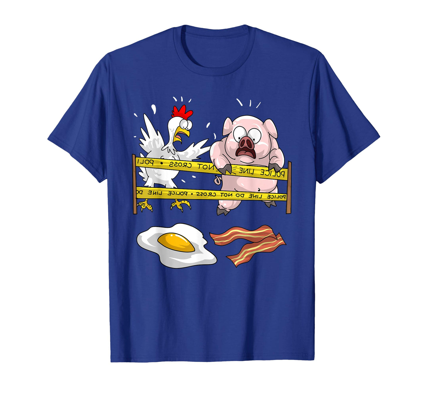 Cute Police Line Do Not Cross | Funny Chicken Pig Eater Gift T-Shirt