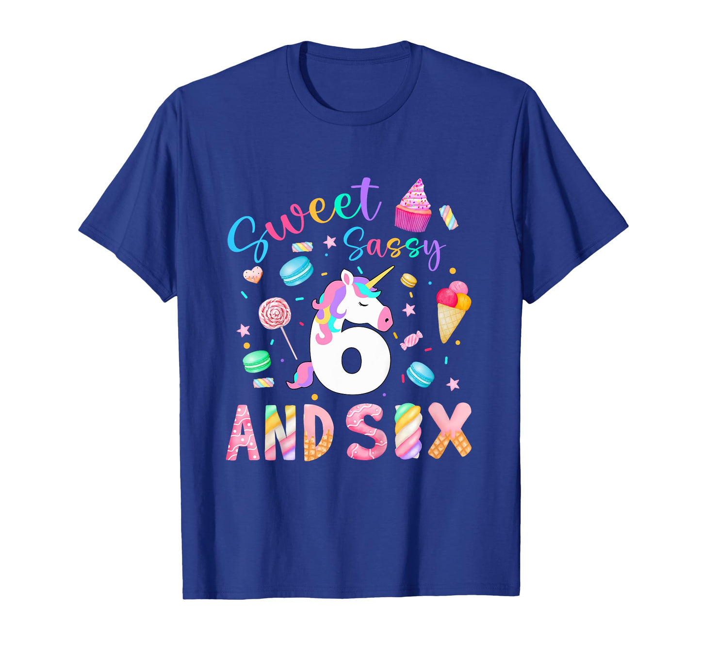 Kids Kids 6th Birthday Girl Sweet Sassy & 6 Magical Unicorn Bday T-Shirt
