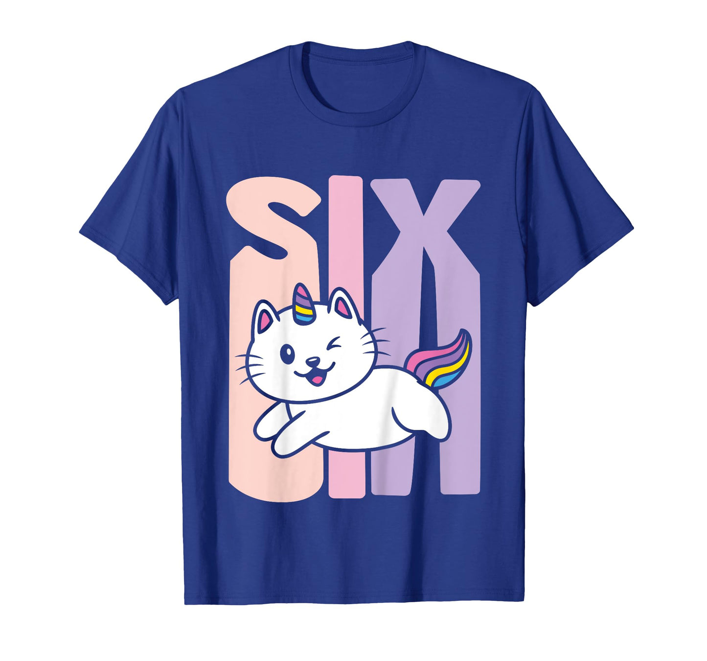 Kids 6 Year Old Cute Caticorn Cat Unicorn Birthday Girl B-day T-Shirt