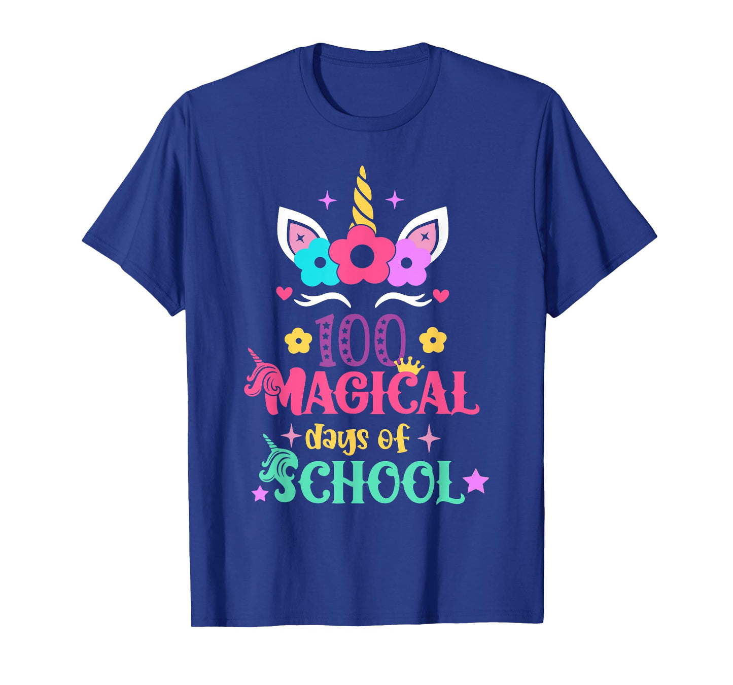 100th Day of School Unicorn 100 Magical Days Women Girls T-Shirt