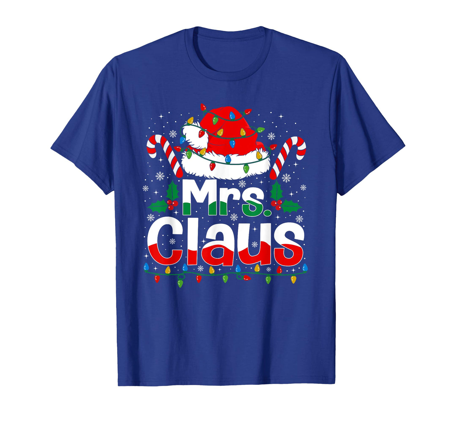 Mr and Mrs Claus Santa Hat Xmas Funny Christmas Couples T-Shirt