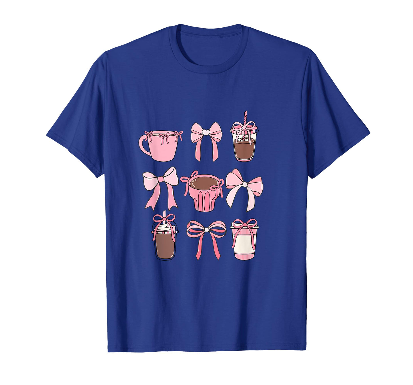 Cute Hot Iced Coffee and PInk Bows Girly Aesthetic T-Shirt