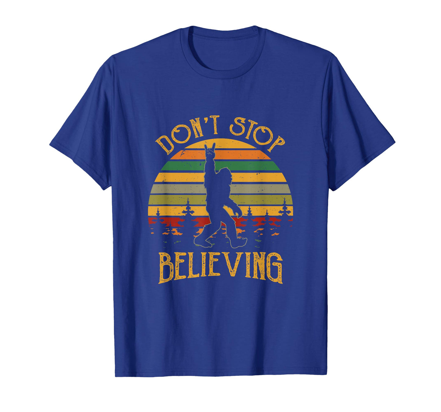 Don't Stop Believing Bigfoot Rock & Roll Retro Sasquatch T-Shirt
