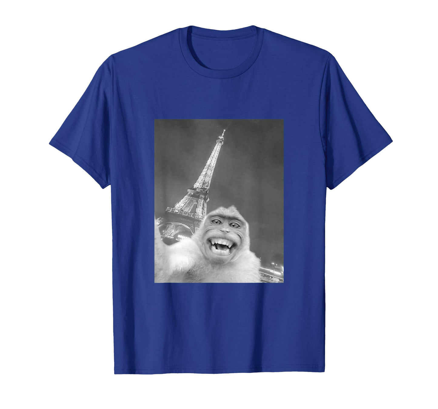 Funny Monkey Selfie Eiffel Tower In Paris Men Women Kids T-Shirt