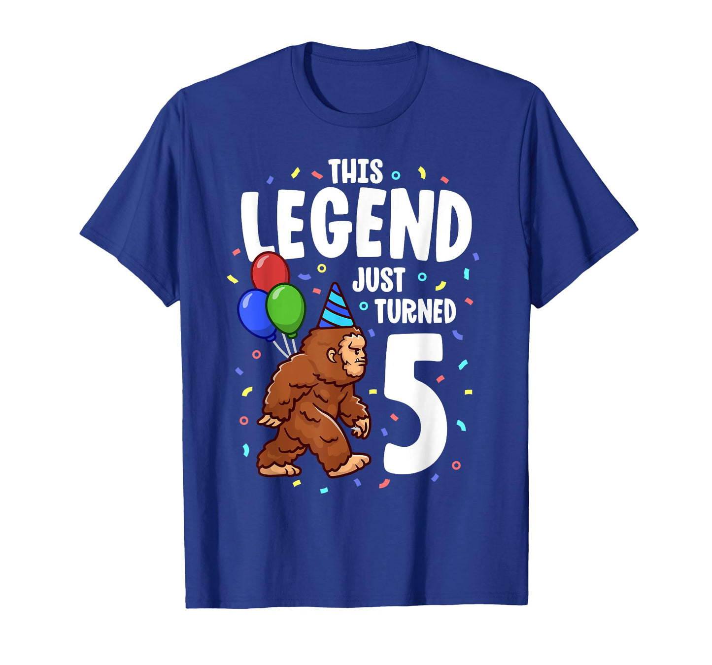 Bigfoot Birthday Party 5 Years Old Sasquatch Theme Boys T-Shirt