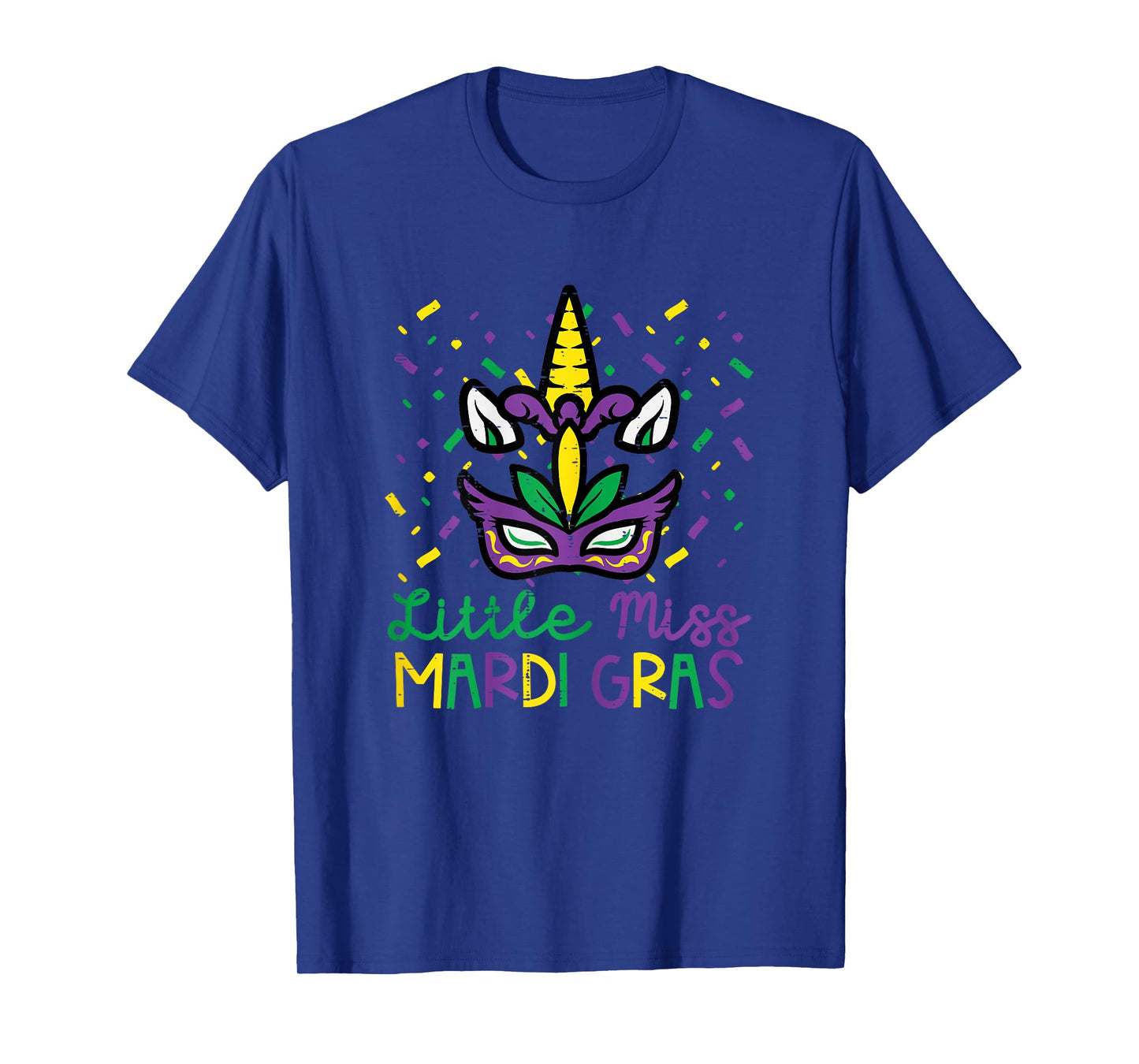 Little Miss Mardi Gras Unicorn Head Cute Girls Kids Toddler T-Shirt