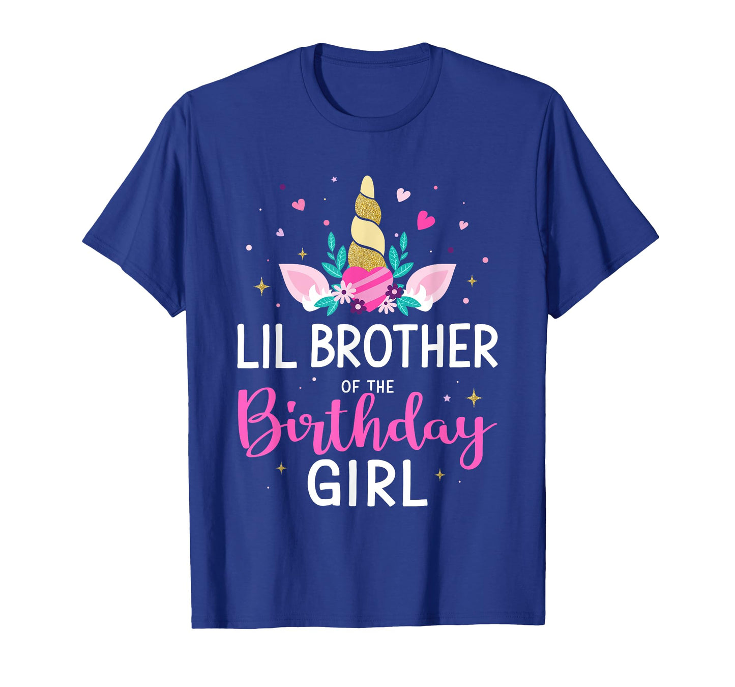 Lil brother of birthday girl matching family unicorn party T-Shirt