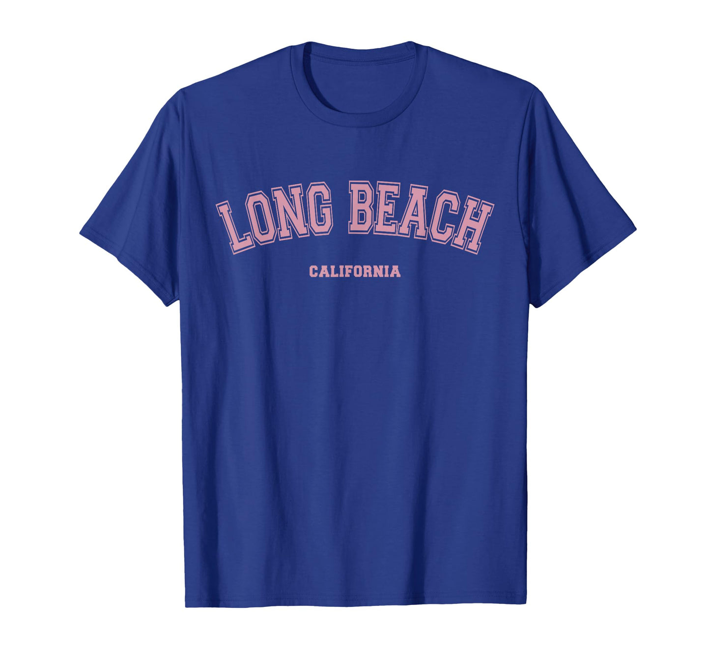 Pink Long Beach California CA Varsity Style on Long Beach T-Shirt