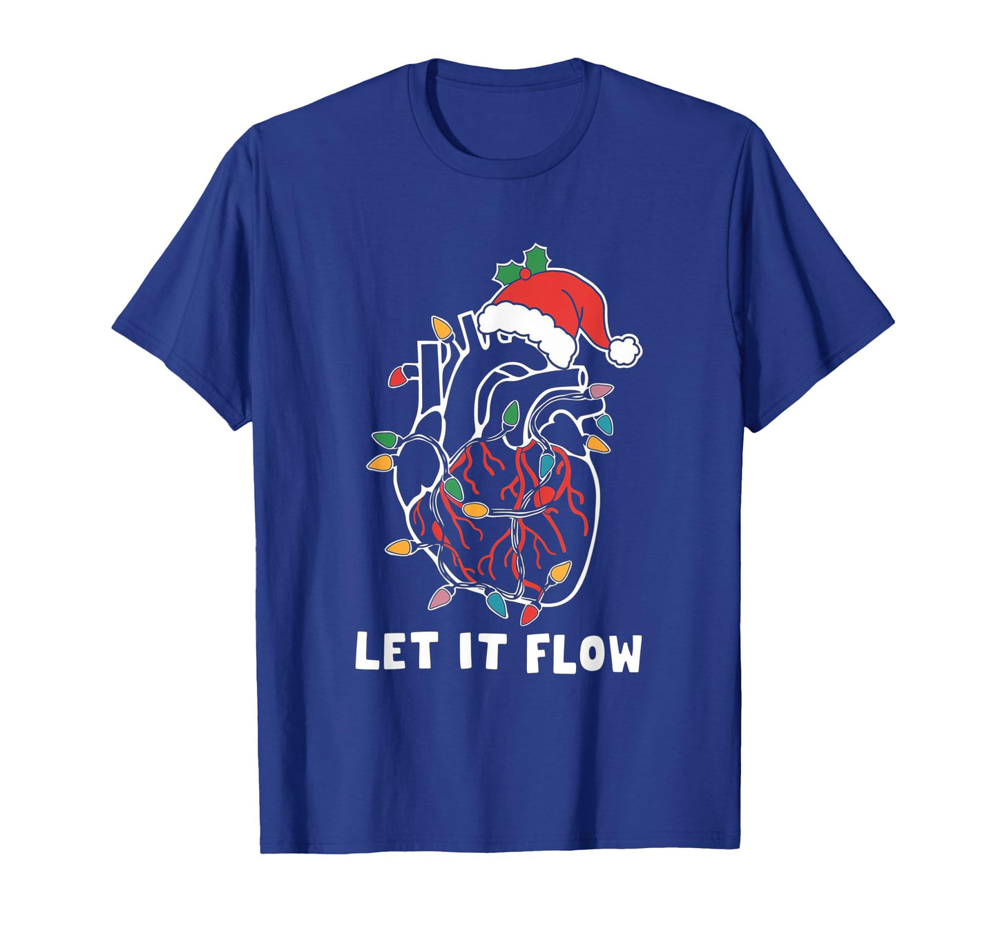 Funny Let It Flow Anatomy Heart Cardiac Nurse Santa Hat Xmas T-Shirt