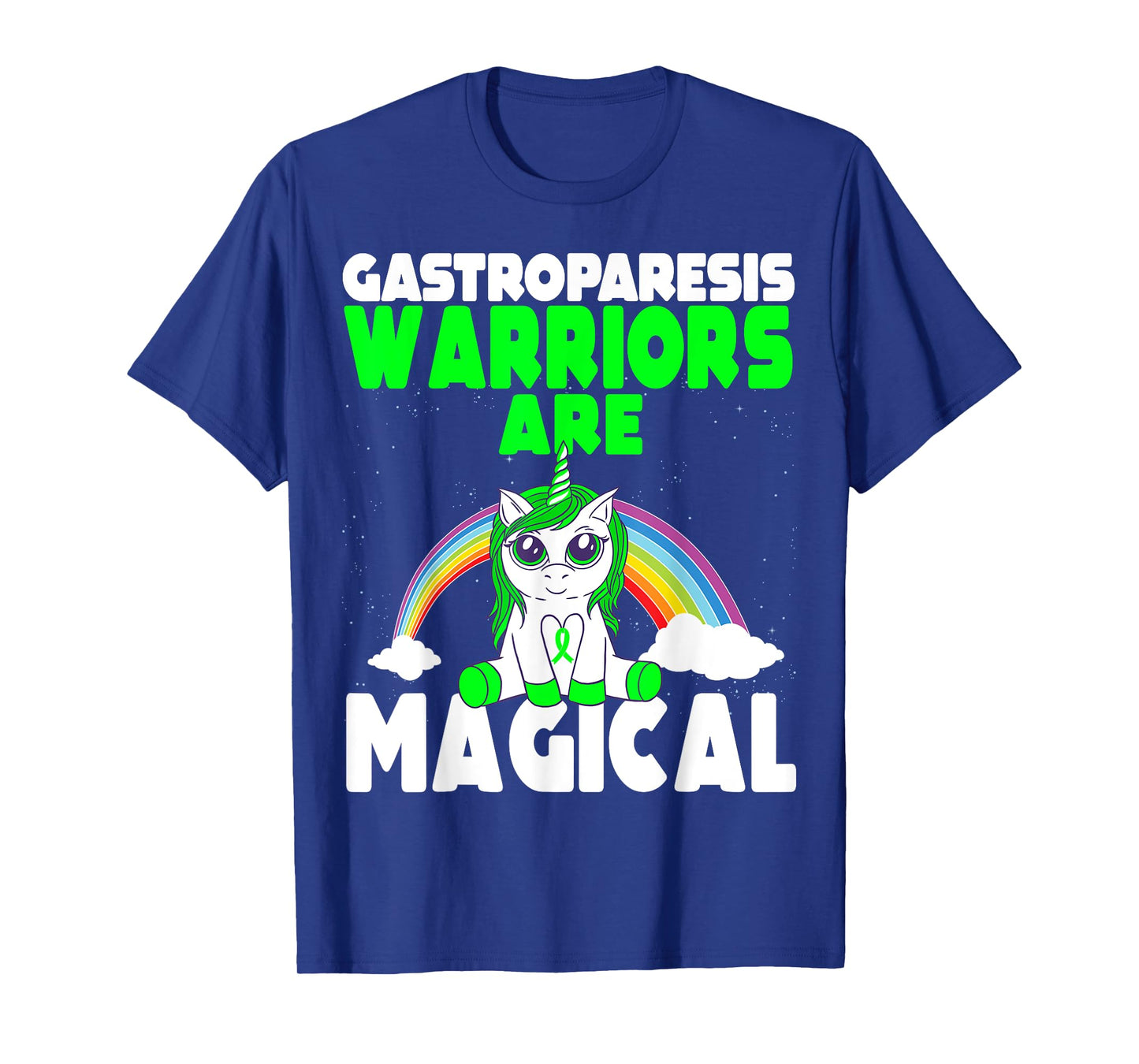 Gastroparesis Awareness Cute Magical Unicorn Green Ribbon T-Shirt