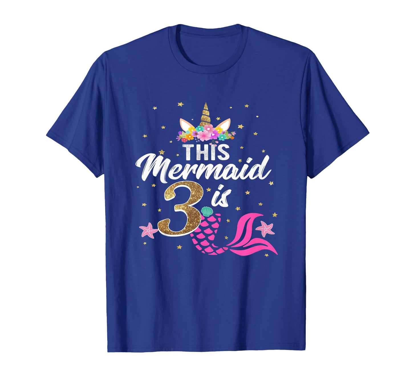 3rd Birthday Girl Unicorn Shirt Mermaid Tail 3 Years Old T-Shirt