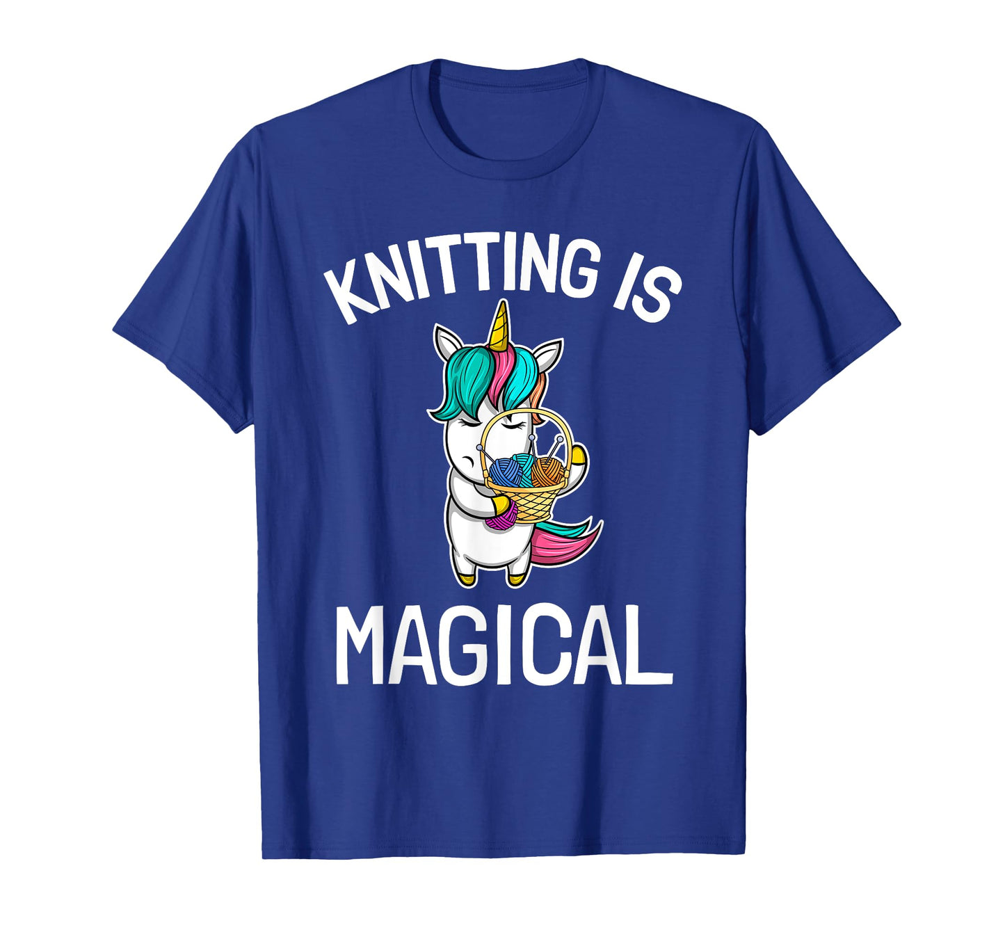 Top Knitting Saying Knitting Needles Hobby Wool Unicorn Magic T-Shirt