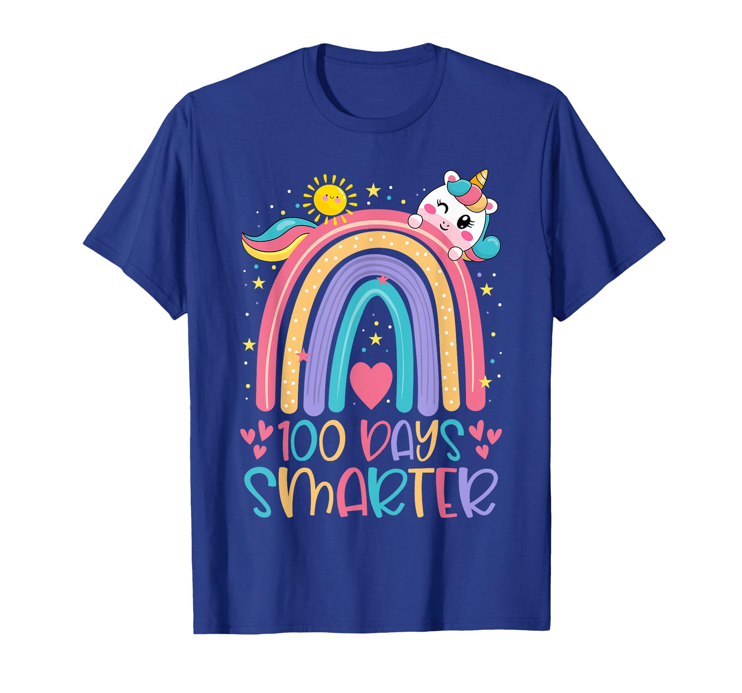 100 Days Smarter Kids Girls Unicorn Happy 100 Days of School T-Shirt