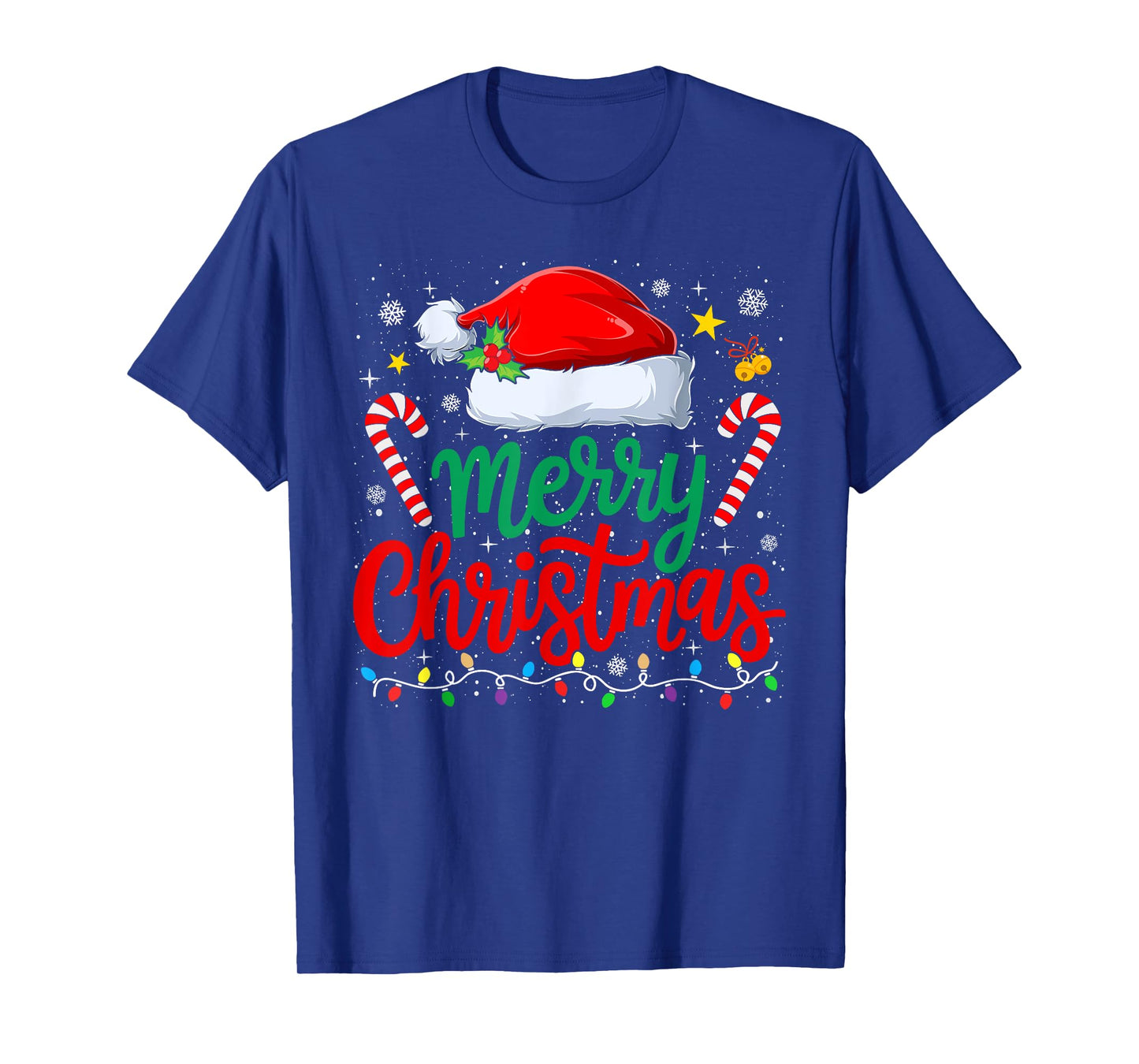 Merry Christmas Lights Family Santa Hat Xmas Men Women Kid T-Shirt