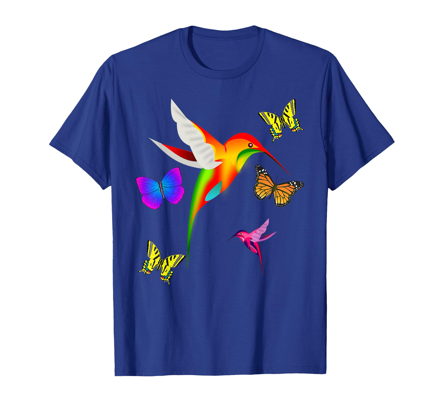 Unique Colorful Hummingbird With Butterflies T-Shirt