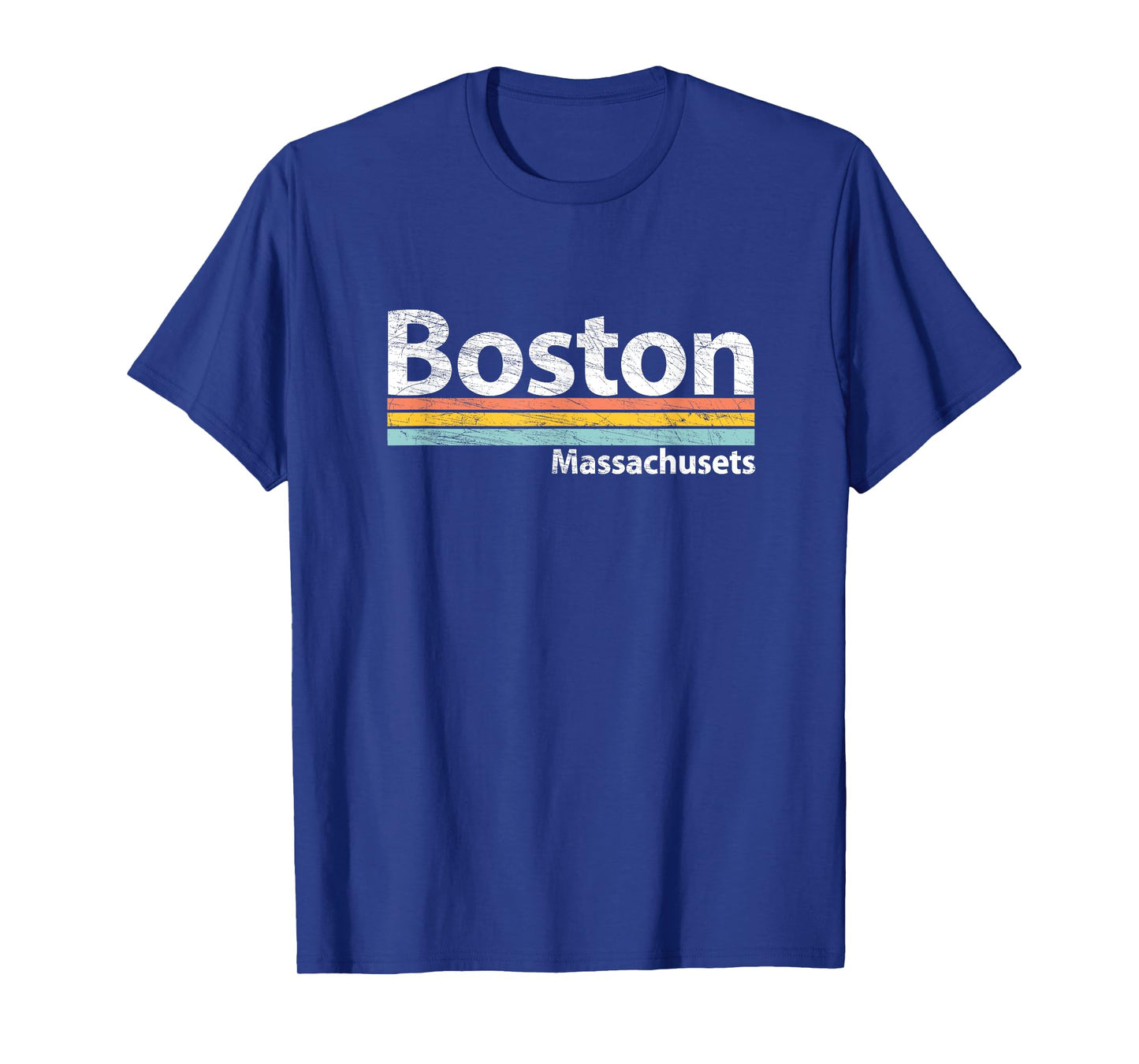 Boston - Massachusetts - Worn Design Retro Stripes - Classic T-Shirt