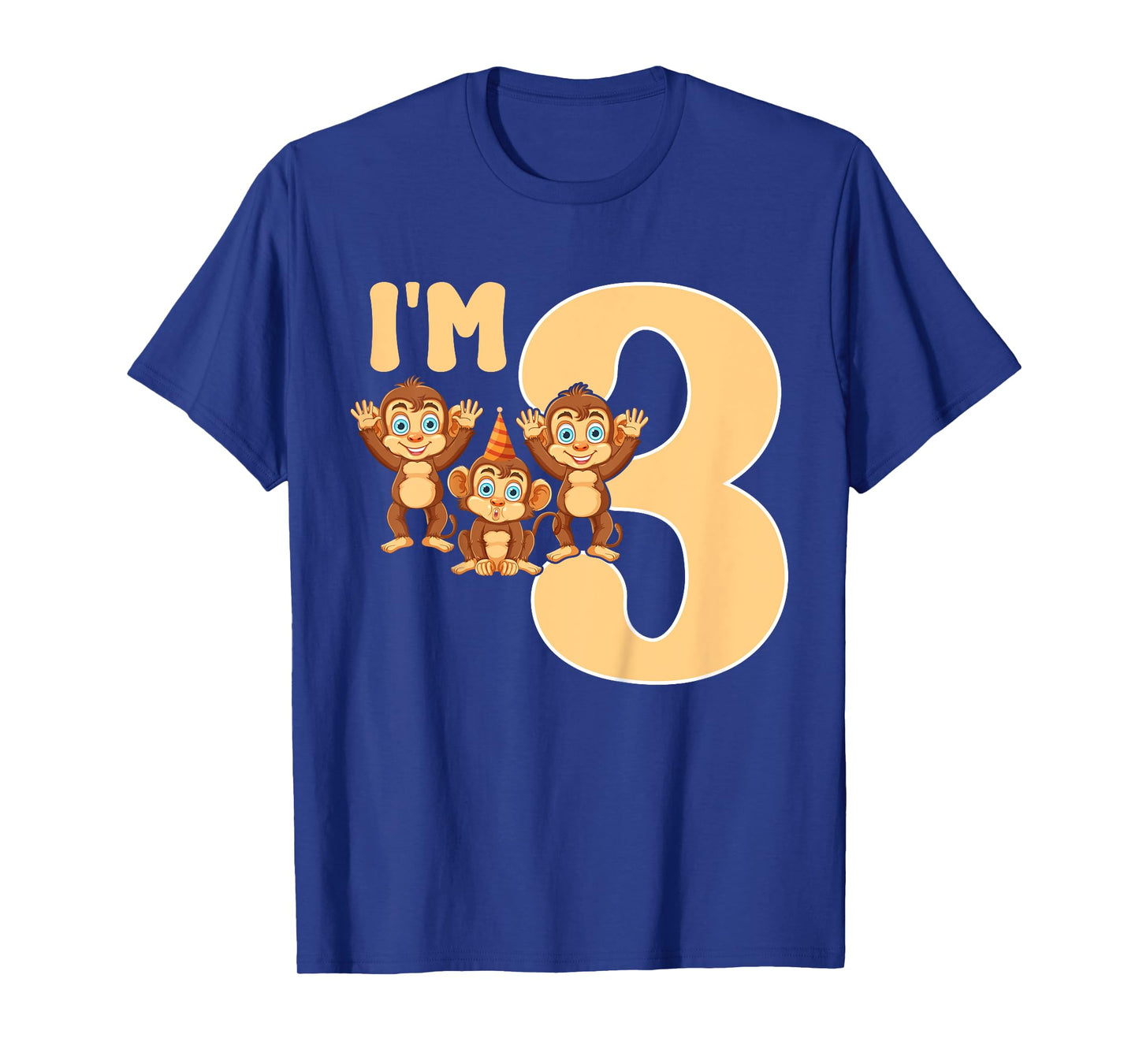 I'm 3 Cute Monkey Kids 3 Years Old 3rd Birthday Party T-Shirt