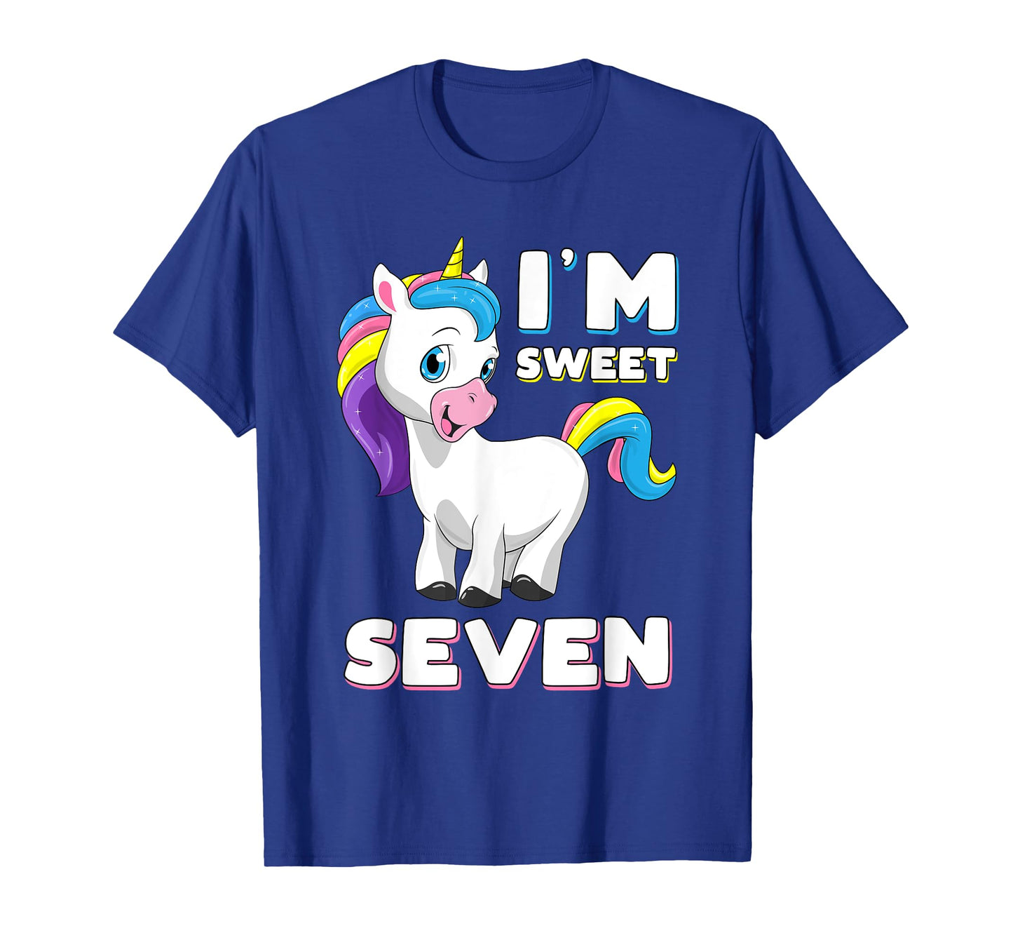 I'm seven Girl Shirt Sweet Unicorn 7th birthday Party Bday T-Shirt