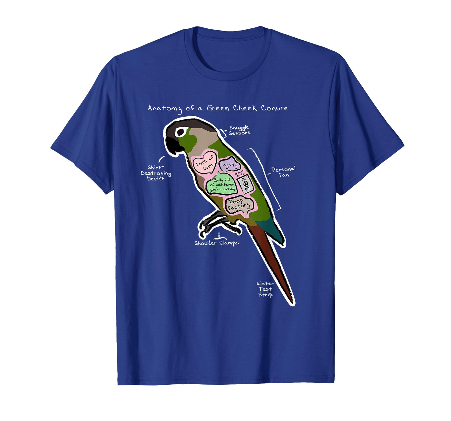 Anatomy of a Green Cheek Conure - Funny Parrot Shirt T-Shirt
