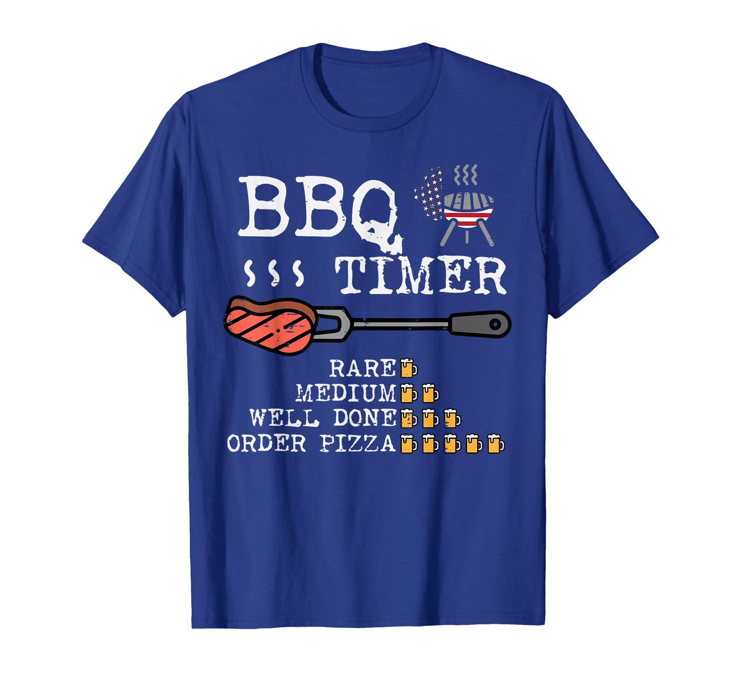 Bbq Timer Flag Funny Barbecue Grill 4th July Dad Grandpa Men T-Shirt