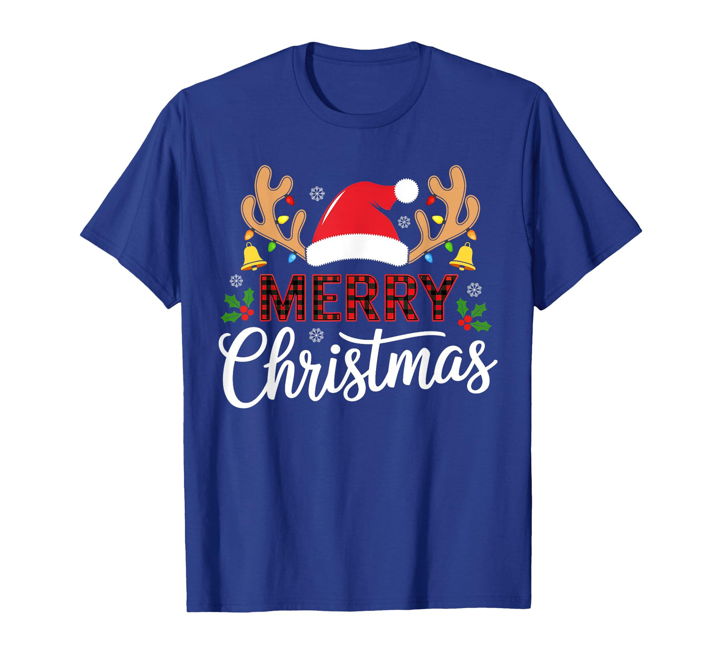 Merry Christmas Buffalo Plaid Funny Xmas Men Women Family T-Shirt