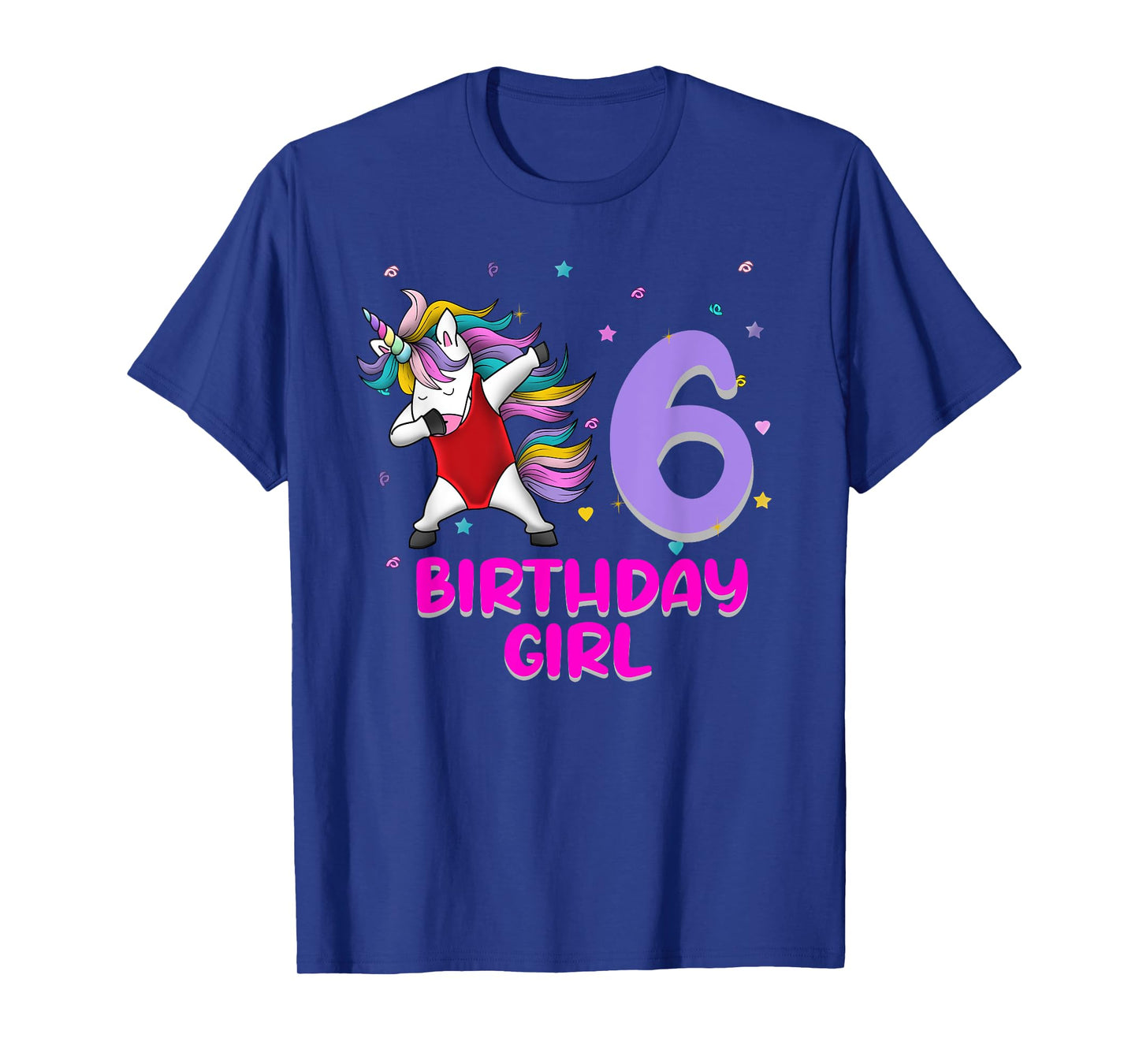 Unicorn Swimsuit 6th Birthday Girl Love Funny 6 Years Old T-Shirt