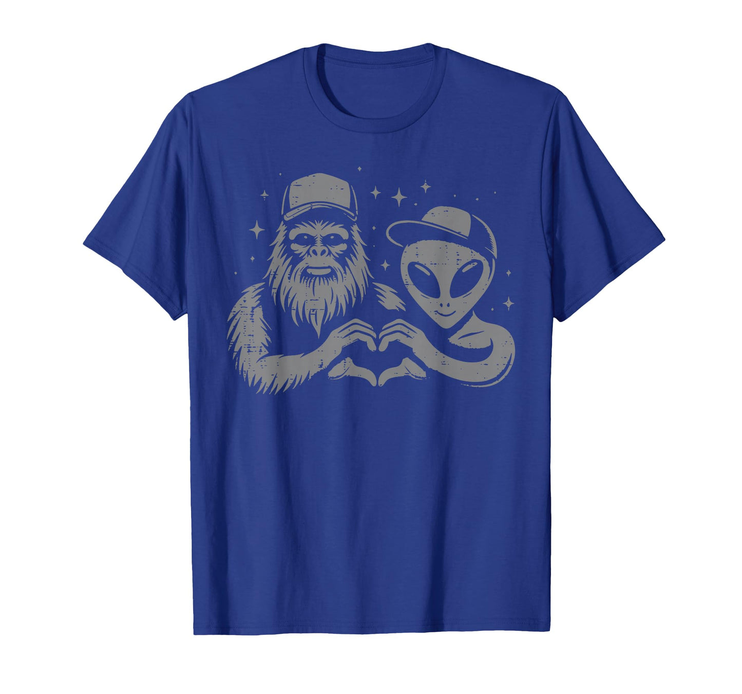 Bigfoot Sasquatch Alien Heart Selfie Funny Men Women Kids T-Shirt