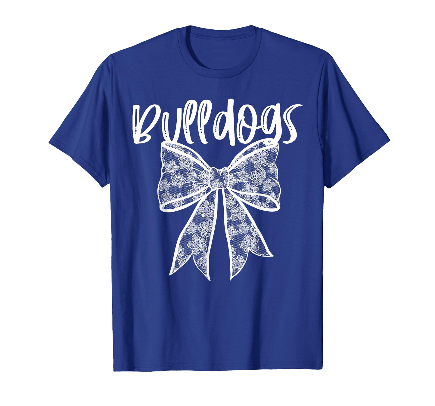 Bulldogs Coquette Aesthetic Girly Team Mascot Lace Bow T-Shirt
