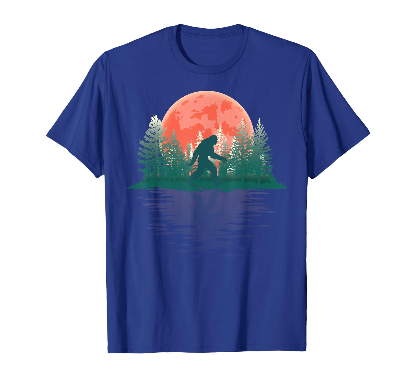 Bigfoot Sasquatch Full Moon Wildlife Trees Forest Reflection T-Shirt