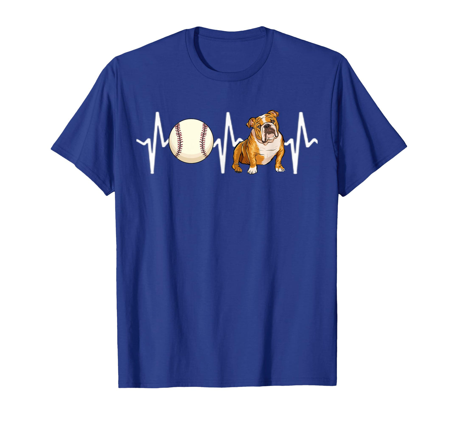 Baseball Bulldog Heartbeat Dog Lover T-Shirt