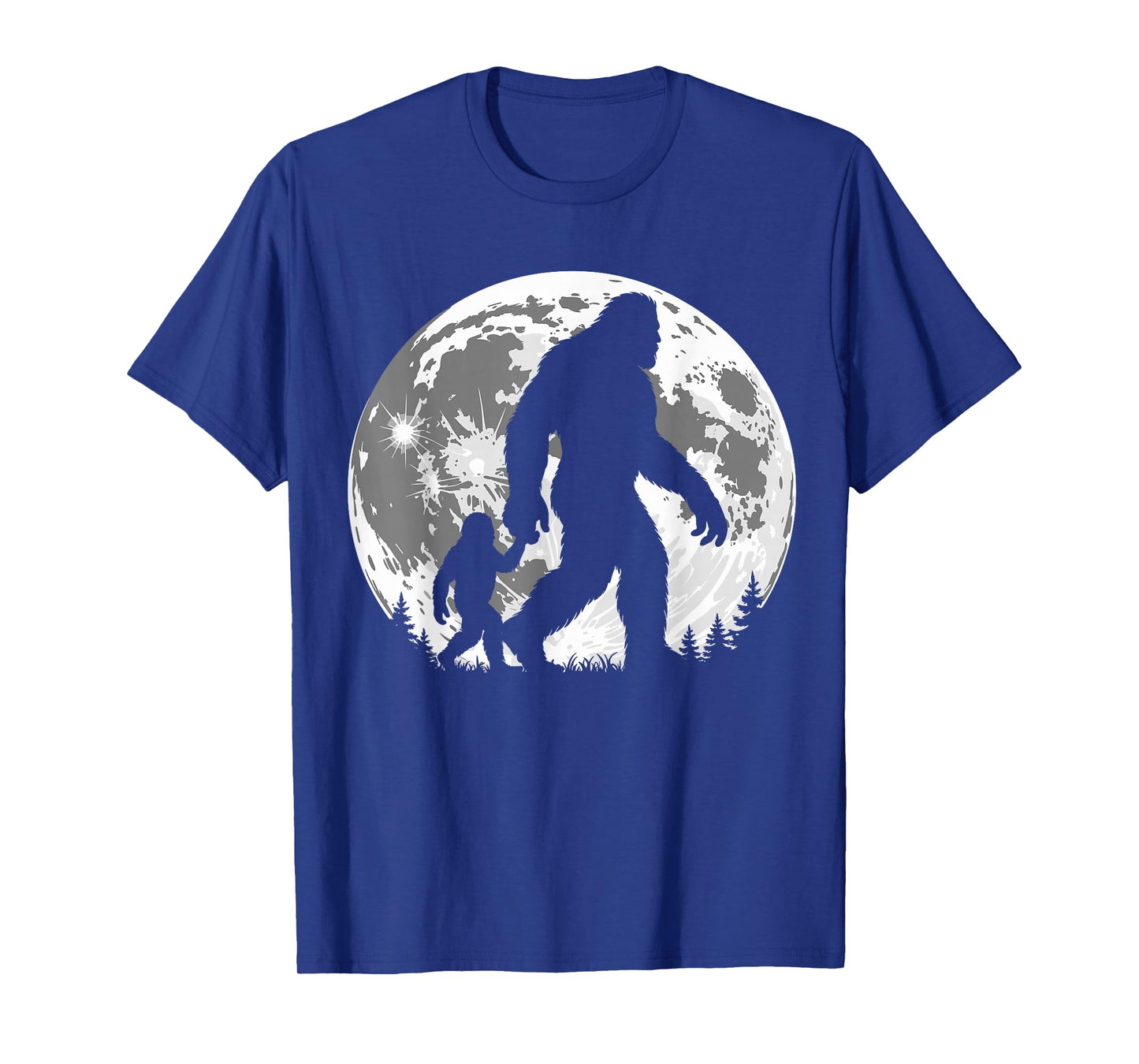 Bigfoot Dad Fathers Day Sasquatch Father Son Matching Moon T-Shirt