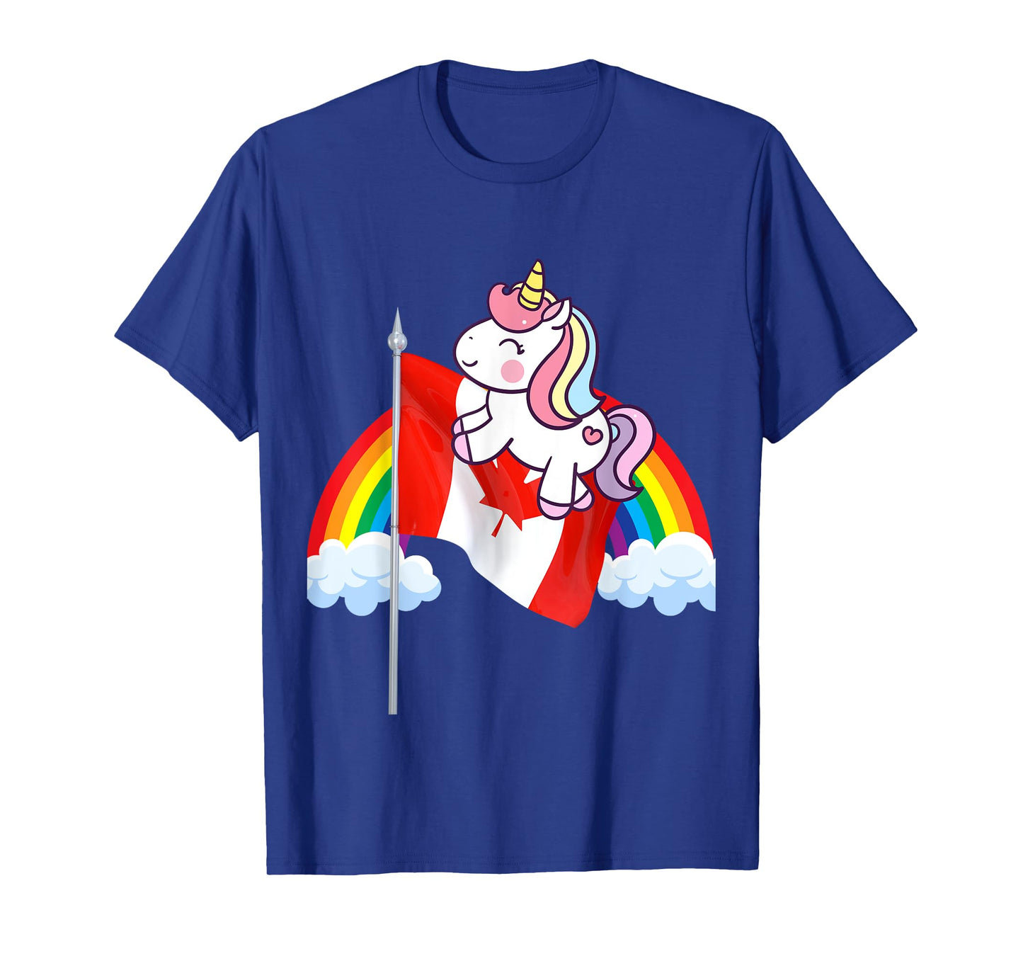 Unicorn Riding Canada Flag Boys Girls Women Kids Canadian T-Shirt