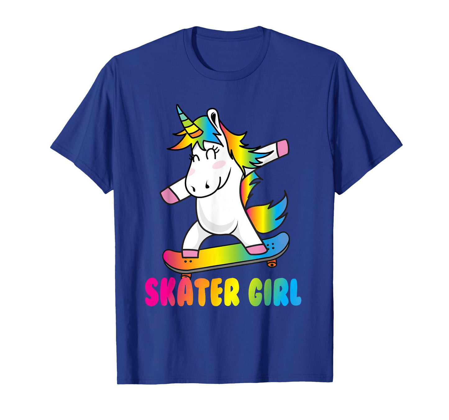 Skater Girl Funny Cute Unicorn Skating Cool Skateboard T-Shirt