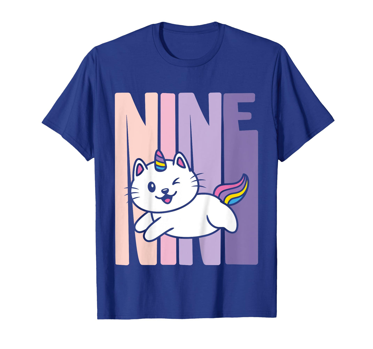 9 Year Old Cute Caticorn Cat Unicorn Birthday Girl B-day T-Shirt