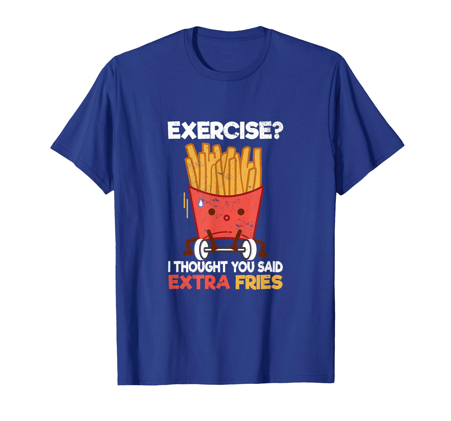 Potato French Fries Fast Food Hamburger Designs Unisex-Adults T-Shirt Black Small Crew Neck Short Sleeve Classic Fit T-Shirt Exercise? I thought you said Extra Fries Fast Food Potato