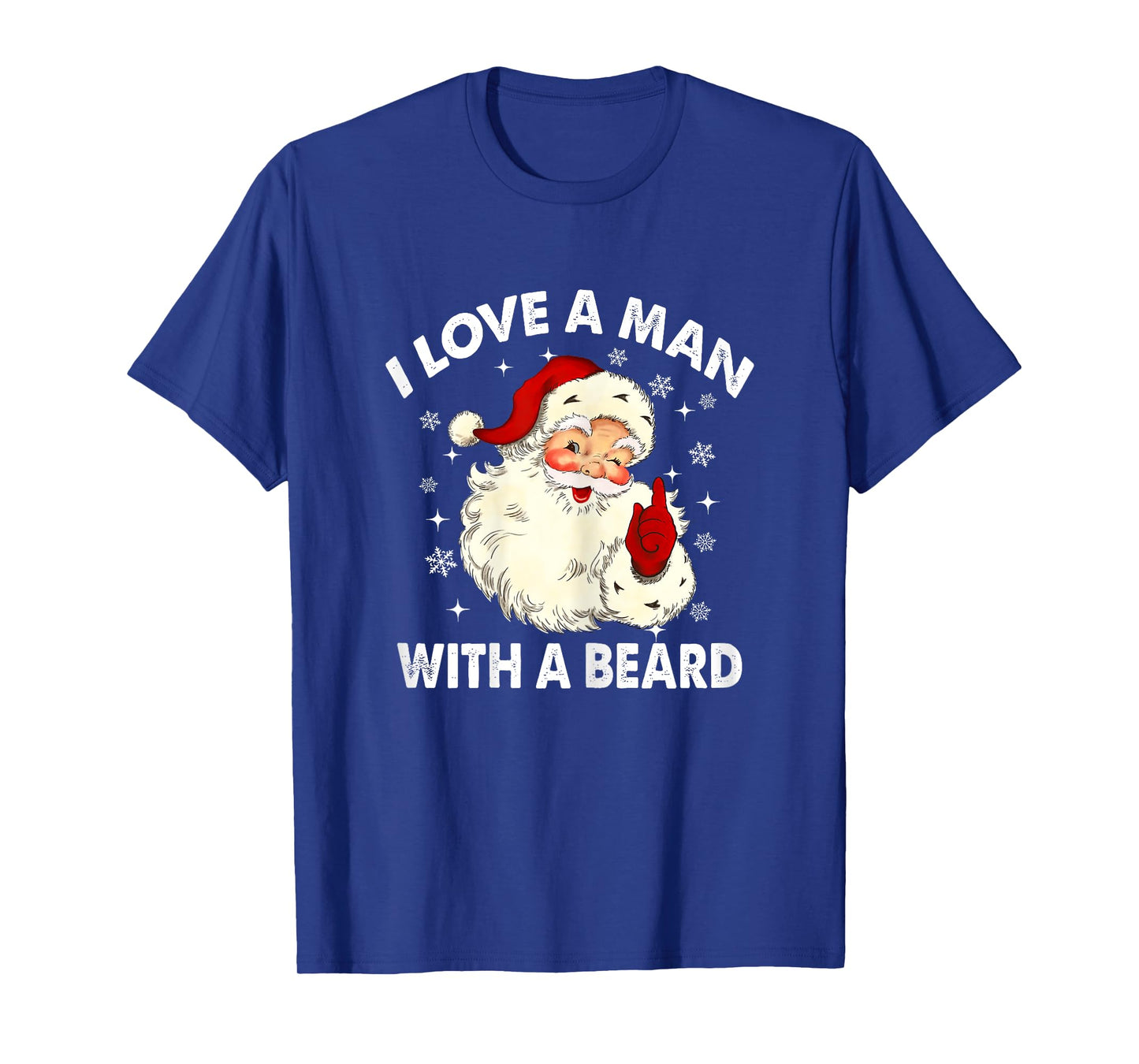 Retro I Love A Man With A Beard Christmas Santa Women T-Shirt