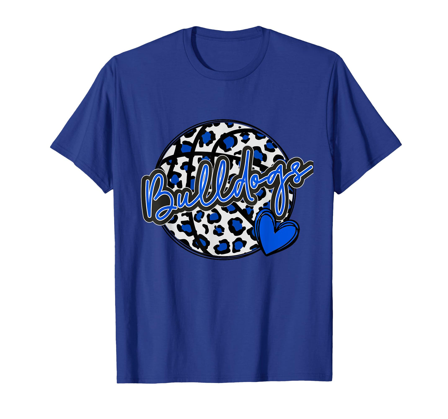 Leopard Cheetah Basketball BULLDOGS Blue Spirit Game Tee T-Shirt