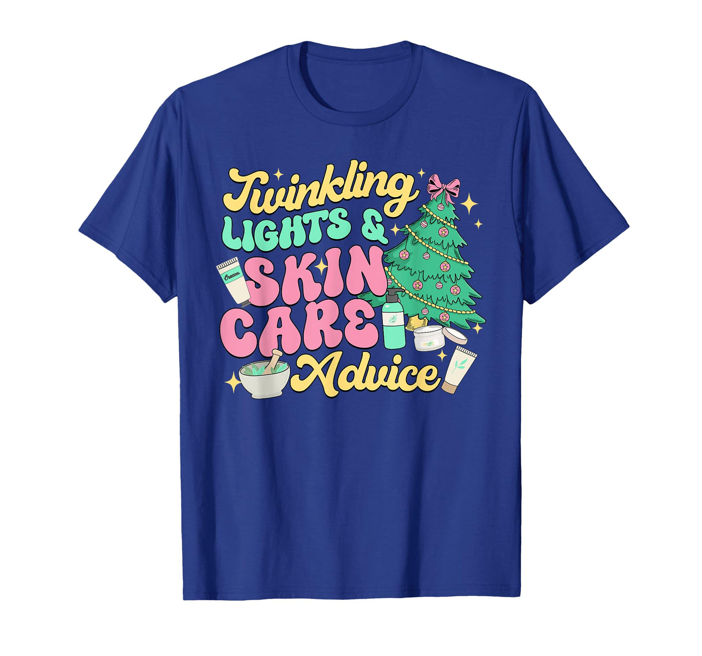 Twinkling Lights & Skin Care Advice, Dermatology Nurse Xmas T-Shirt