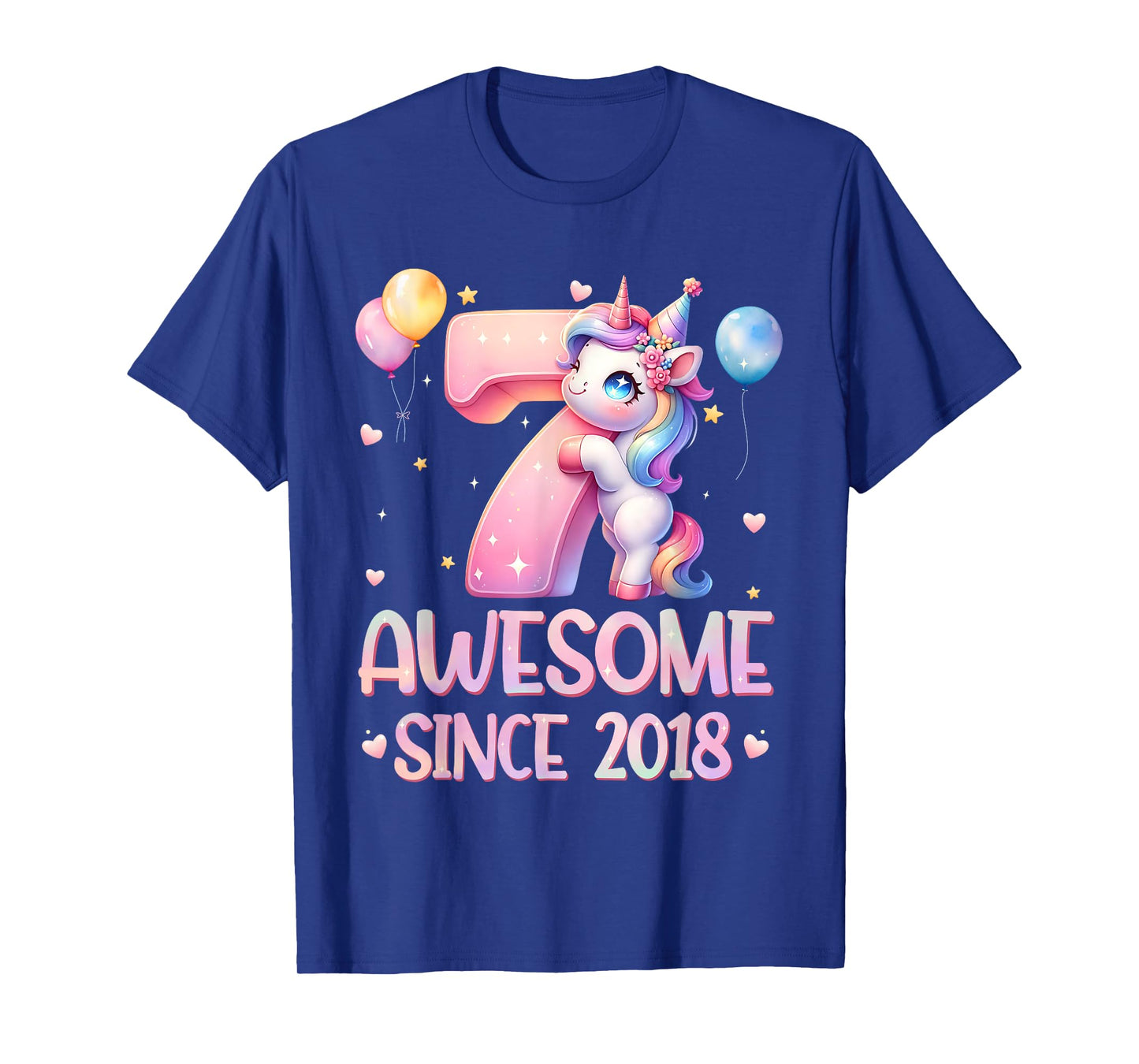 Unicorn 7th Birthday 7 Year Old Unicorn Party Girls Outfit T-Shirt