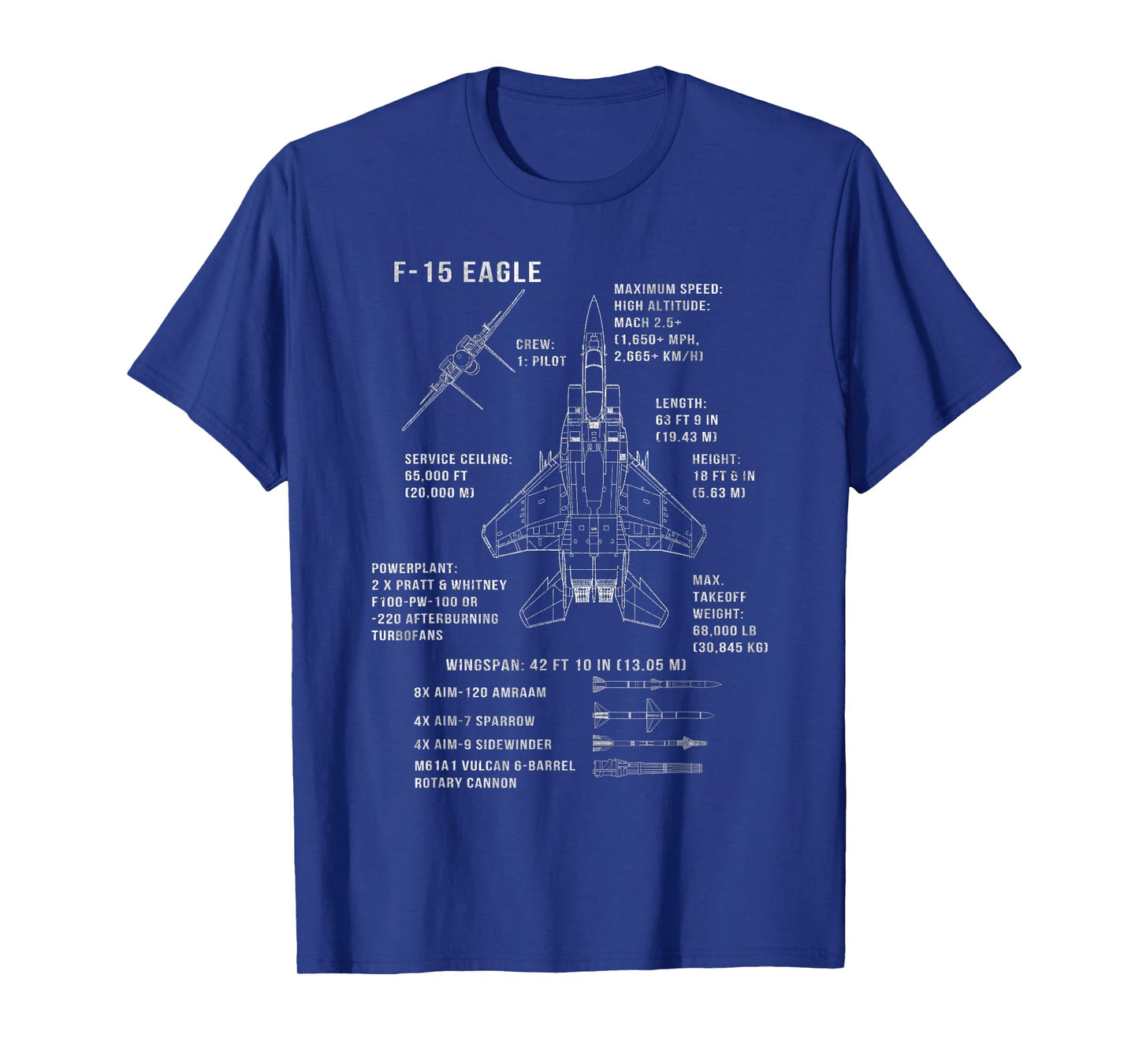 F-15 Eagle Specs Fighter Jet Military Aircraft Veteran T-Shirt